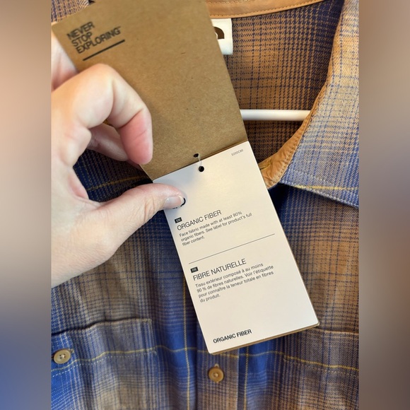 North Face Men's Blue and Tan Plaid Button-Up Shirt Size XXL - Picture 4 of 7